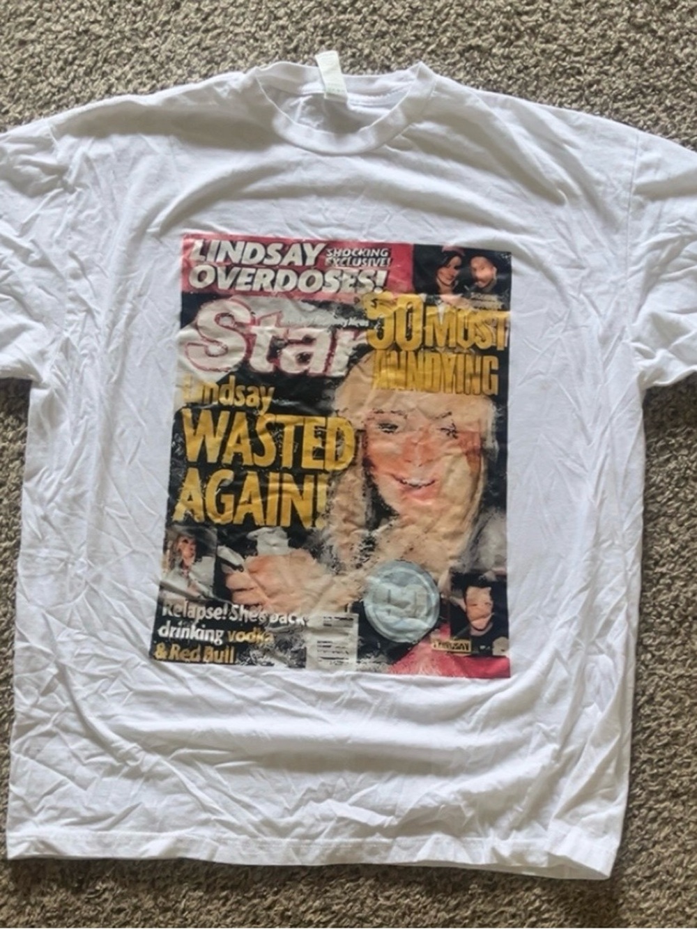 White Lindsay Lohan Star Magazine T-shirt
Size XL